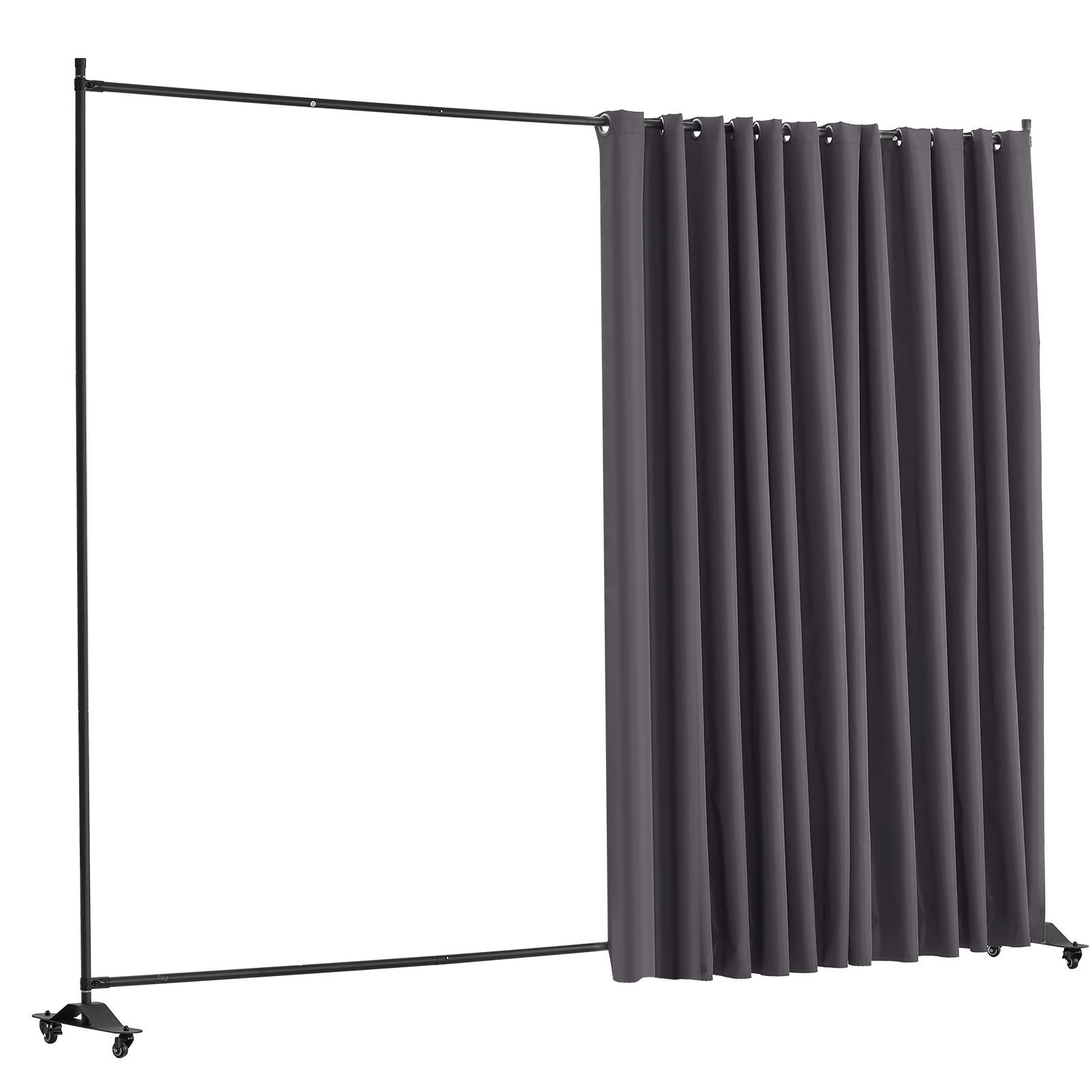 room divider, portable panel room divider with wheels curtain divider stand, freestanding room divider privacy screen for office, bedroom, dining room, study, gray