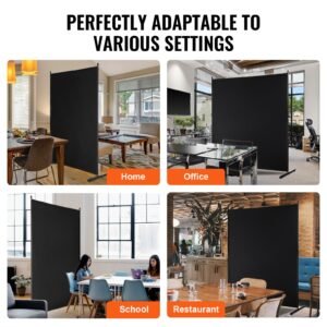 room divider, single panel room divider, 6ft privacy screen indoor, partition divider for room separation, freestanding room divider panel for office, bedroom, black