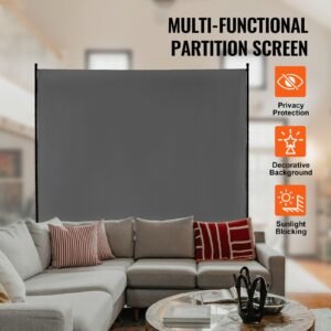 room divider, single panel room divider, 6ft privacy screen indoor, partition divider for room separation, freestanding room divider panel for office, bedroom, grey