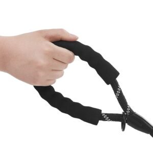 rope dog leash, 6ft heavy duty dog leash with comfortable padded handle, strong nylon thick leash with reflective threads, dog walking and training leash, for medium large dogs (1/2 in, black)