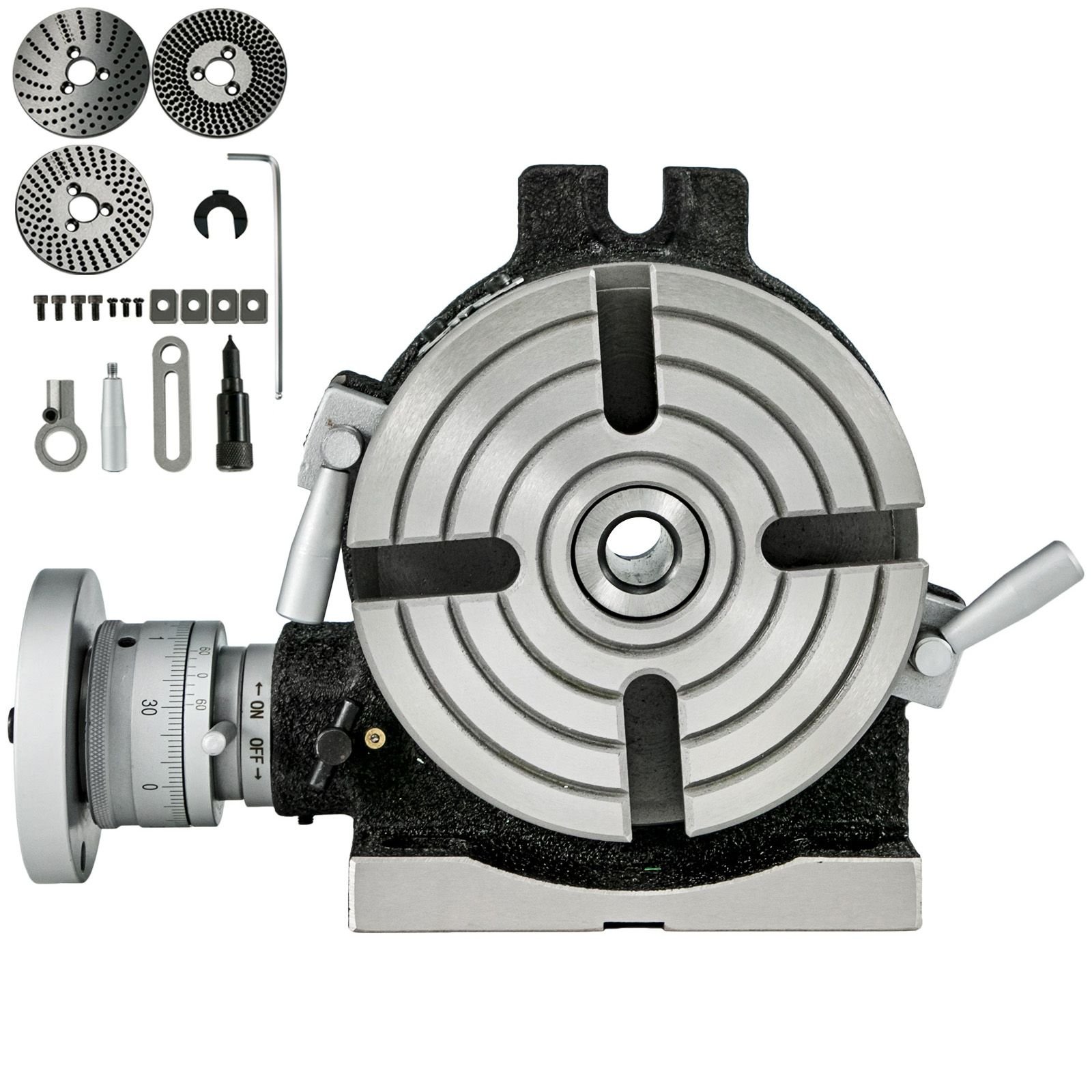 rotary table 6inch(150mm) horizontal vertical milling table 2/5inch(10mm) 4 slot milling rotary table mt 2 rotary table for milling with indexing plate set for precision milling drilling