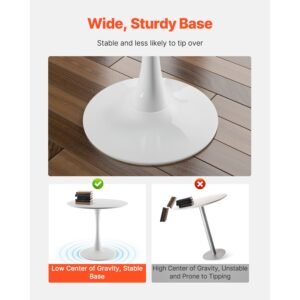 round dining table, 31.5 in wood table for 2 4 person, modern circle furniture, leisure coffee office tables with pedestal base in tulip design, for home kitchen living room, white(only table)