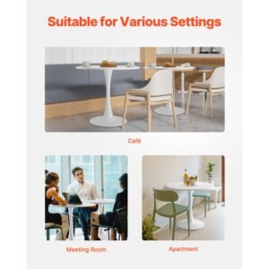 round dining table, 31.5 in wood table for 2 4 person, modern circle furniture, leisure coffee office tables with pedestal base in tulip design, for home kitchen living room, white(only table)