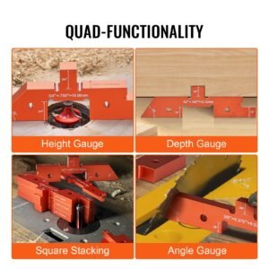 router table adjustment bars, 14 piece set, durable aluminum construction blocks for measuring depths, heights, and angles, includes engraved measurements and carrying case, ideal for router