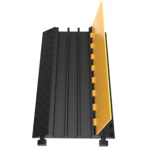 rubber cable guard, 3 channel, 2 x 2.3 in durable cord protection ramp for driveways, 6600 lbs capacity