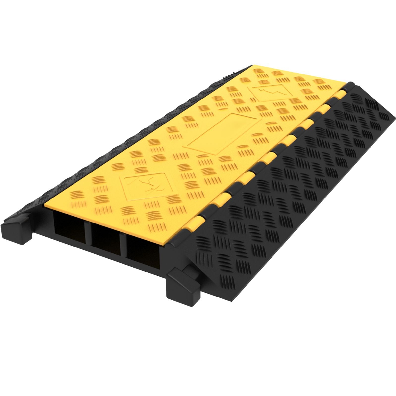 rubber cable guard, 3 channel, 2 x 2.3 in durable cord protection ramp for driveways, 6600 lbs capacity