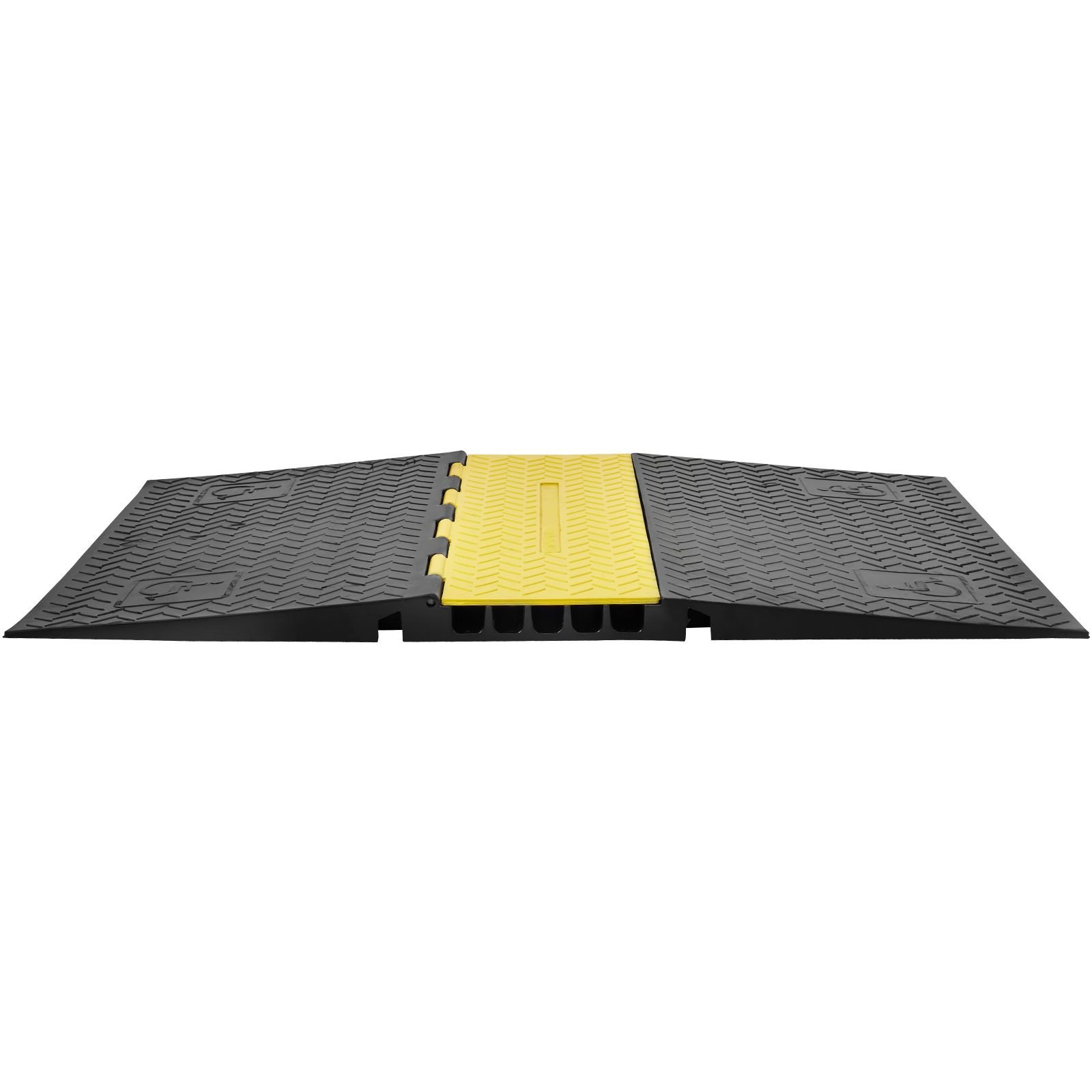 rubber cable guard, 5 channel, 22000 lbs per axle load capacity, durable cord protection ramp with hinged lid for driveway, speed control, and accessibility compliance for both indoor & outdo