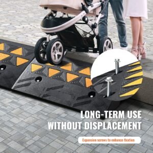 rubber curb ramp 2 pack, 4.3" rise height heavy duty 33069 lbs/15 t capacity threshold ramps, driveway ramps with stable grid structure for cars, wheelchairs, bikes, motorcycles