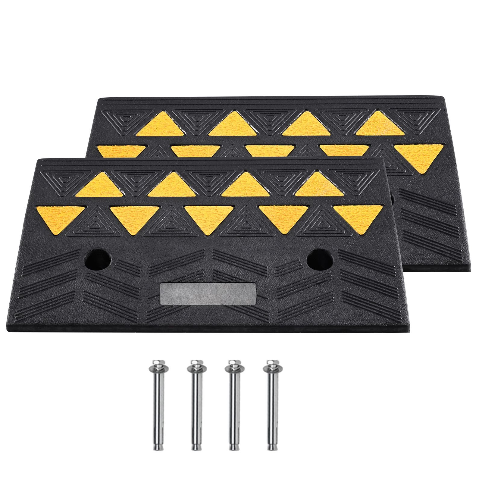 rubber curb ramp 2 pack, 5" rise height heavy duty 33069 lbs/15 t capacity threshold ramps, driveway ramps with stable grid structure for cars, wheelchairs, bikes, motorcycles
