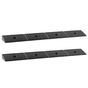 rubber curb ramp, 33069 lbs load capacity, 2 inches rise height heavy duty rubber threshold ramp with drainage tank for wheelchairs, strollers, motorcycles, cars, lawn mowers & trailers, 2 pack