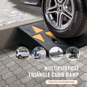 rubber curb ramp 3.7" rise height sidewalk curb ramp, 10" width 39.4" length driveway ramp for curb, 15t heavy duty rubber ramp for forklifts, trucks, buses, cars, wheelchairs, bikes