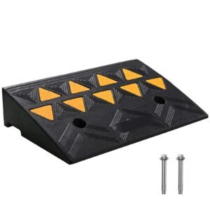 Rubber Curb Ramp 4.25" Rise Height Sidewalk Curb Ramp, 11.8" Width 19.7" Length Driveway Ramp for Curb, 15T Heavy Duty Rubber Ramp for Forklifts, Trucks, Buses, Cars, Wheelchairs, Bikes