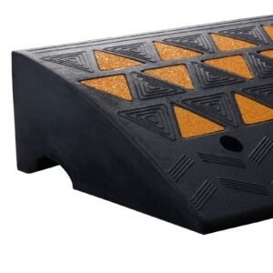 rubber curb ramp 6" rise height sidewalk curb ramp, 14.6" width 19.3" length driveway ramp for curb, 15t heavy duty rubber ramp for forklifts, trucks, buses, cars, wheelchairs, bikes
