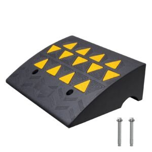 rubber curb ramp 6" rise height sidewalk curb ramp, 14.6" width 19.3" length driveway ramp for curb, 15t heavy duty rubber ramp for forklifts, trucks, buses, cars, wheelchairs, bikes