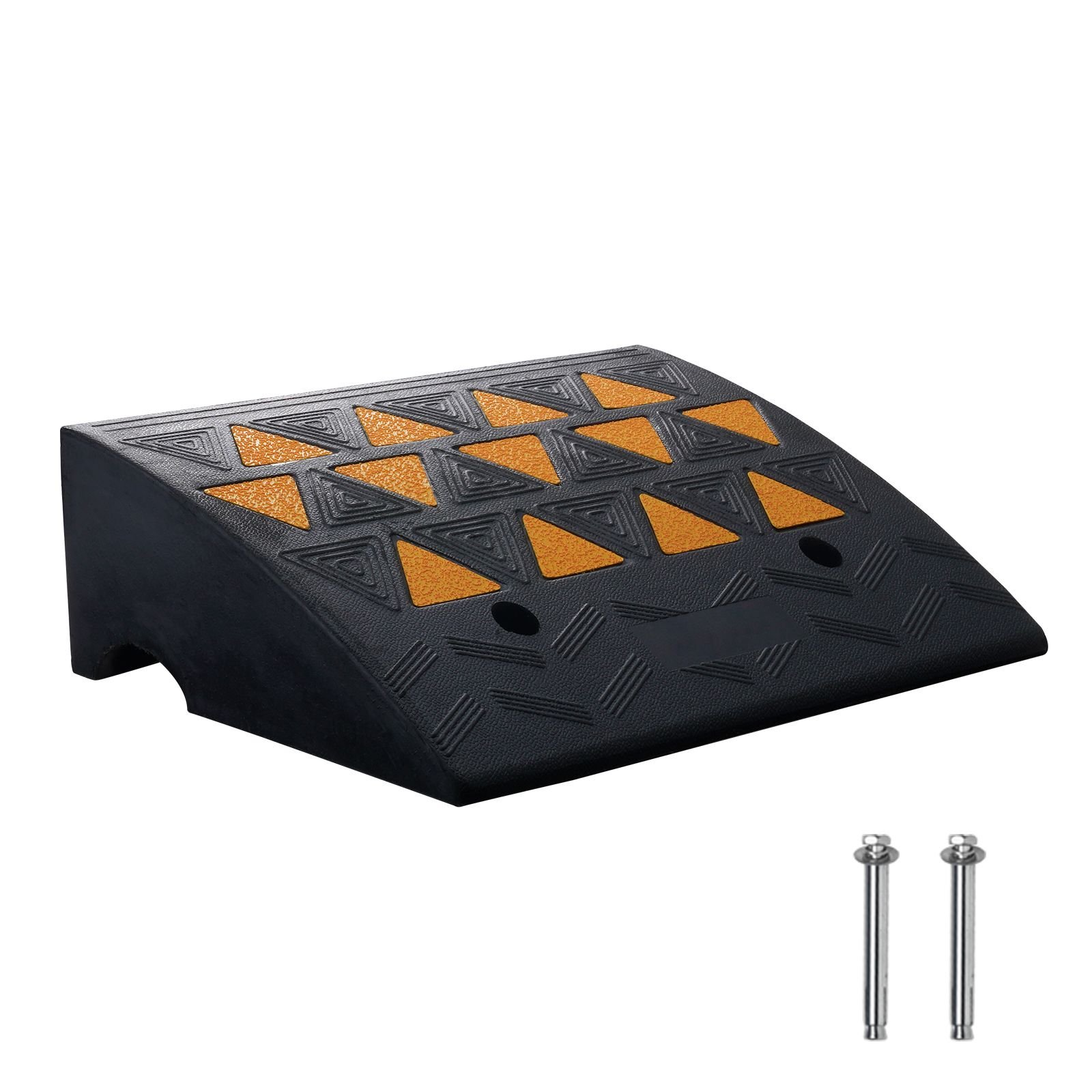 rubber curb ramp 6" rise height sidewalk curb ramp, 14.6" width 19.3" length driveway ramp for curb, 15t heavy duty rubber ramp for forklifts, trucks, buses, cars, wheelchairs, bikes