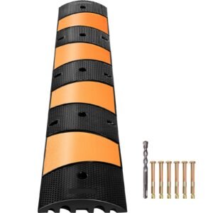 rubber speed bump, 1 pack 2 channel speed bump hump, 72.8" long modular speed bump rated 22000 lbs load capacity, 72.8 x 12.2 x 2.2 garage speed bump for asphalt concrete gravel driveway 6 ft