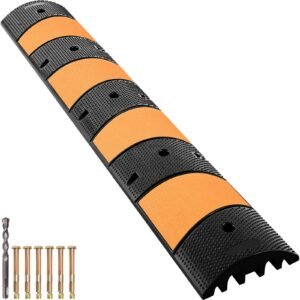 rubber speed bump, 1 pack 2 channel speed bump hump, 72.8" long modular speed bump rated 22000 lbs load capacity, 72.8 x 12.2 x 2.2 garage speed bump for asphalt concrete gravel driveway 6 ft