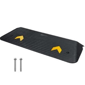 rubber threshold ramp, 2" rise threshold ramp doorway, recycled rubber power threshold ramp rated 33069 lbs load capacity, non slip surface rubber solid threshold ramp for wheelchair and scooter