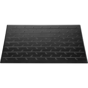 Rubber Threshold Ramp, 4" Rise Threshold Ramp Doorway, 3 Channels Cord Cover Rubber Solid Threshold Ramp, Rubber Angled Entry Rated 2200 Lbs Load Capacity for Wheelchair and Scooter