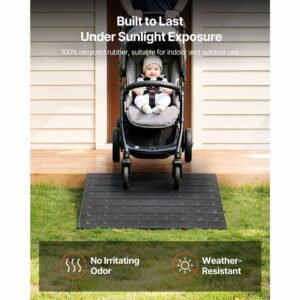 rubber threshold ramp, 4" rise threshold ramp doorway, 3 channels cord cover rubber solid threshold ramp, rubber angled entry rated 2200 lbs load capacity for wheelchair and scooter