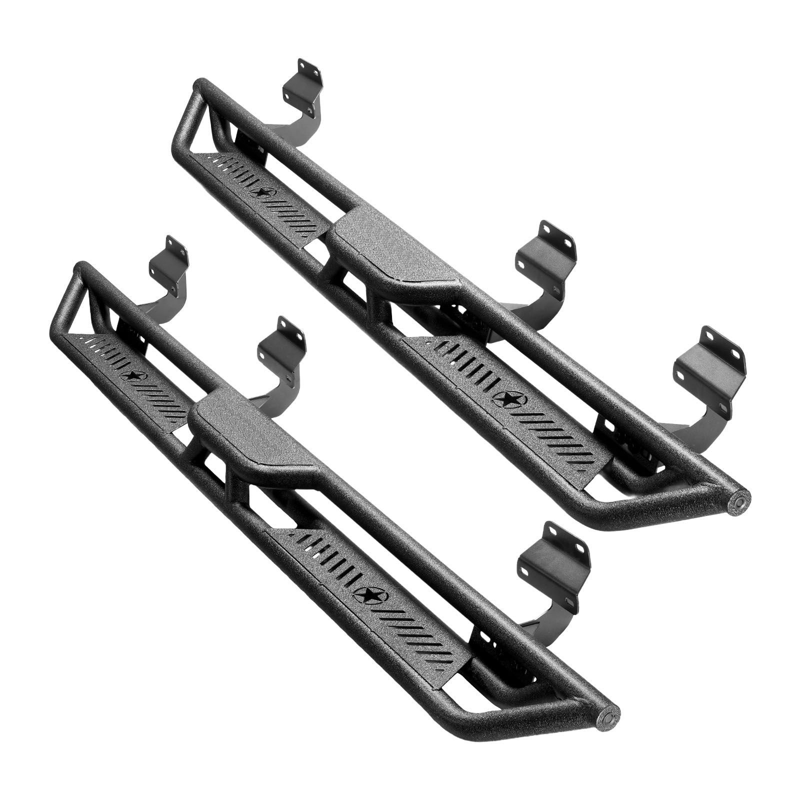 running boards, 6 inches side steps compatible with 2015 2025 ford f150 supercrew cab, 2017 2025 ford f150 supercrew cab, black carbon steel nerf bars, 550 lbs load capacity, non slip surface