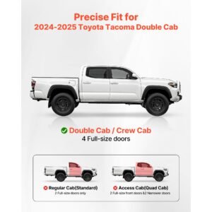 running boards, 6 inches side steps compatible with 2024 2025 toyota tacoma double cab, black carbon steel nerf bars, 550 lbs load capacity, wide non slip hollow surface with rustproof coating
