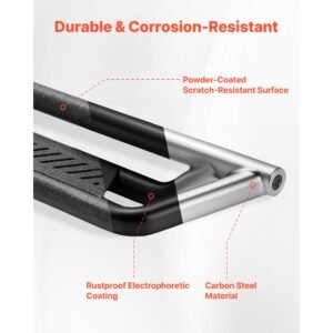 running boards, 6 inches side steps compatible with 2024 2025 toyota tacoma double cab, black carbon steel nerf bars, 550 lbs load capacity, wide non slip hollow surface with rustproof coating