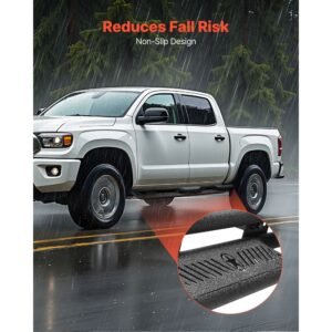 running boards, 6 inches side steps compatible with 2024 2025 toyota tacoma double cab, black carbon steel nerf bars, 550 lbs load capacity, wide non slip hollow surface with rustproof coating