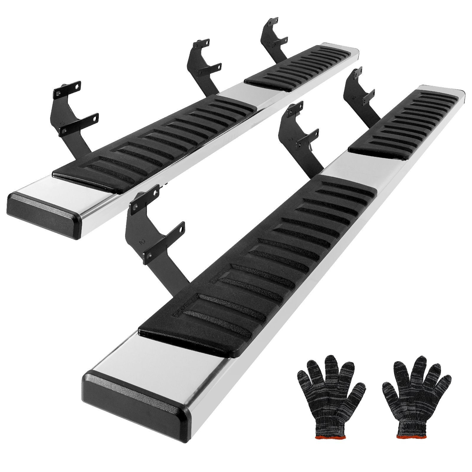 running boards, 6" step bars compatible with 2015 2023 ford f150 crew cab/2017 2023 ford f 250 f 350 super duty crew cab, 201 stainless steel side steps nerf bars, 500lbs capacity, 2 piece