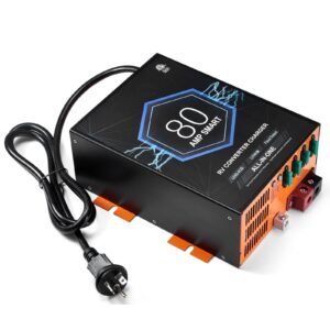 rv converter, 80 amp, 110v ac to 12v dc rv power converter battery charger with 4 stage smart charging 13v to 16.5v adjustable operating range, compatible with lithium lead acid battery, etl