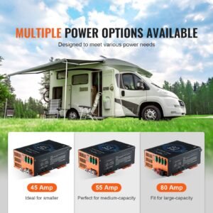rv converter, 80 amp, 110v ac to 12v dc rv power converter battery charger with 4 stage smart charging 13v to 16.5v adjustable operating range, compatible with lithium lead acid battery, etl