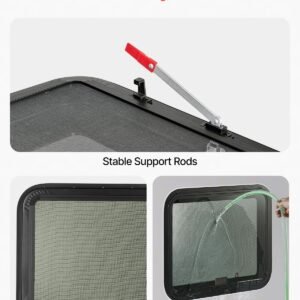 rv exit window, 30" w x 22" h tinted rv window with net screen and trim ring, fit for 1 1/4" 1 13/16" thickness wall, rv window replacement for teardrop cargo trailer camper, dot approved
