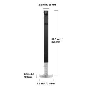 rv follow fifth wheel landing gear leg 179014, 32.5 inch 5th wheel landing gear universal replacement compatible with lippert venture, atwood, stromberg carlson systems, with pin and base, black