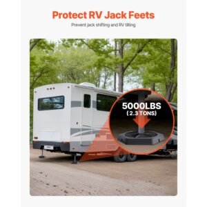 RV Leveling Pads, 4-Pack Rubber Trailer Jack Pads, Each with 5000 lbs Capacity, Jack Stabilizer Padding with Large Surface Area, Ideal for 10" Round Feet, 5th Wheels Class A/C Motorhomes Camper