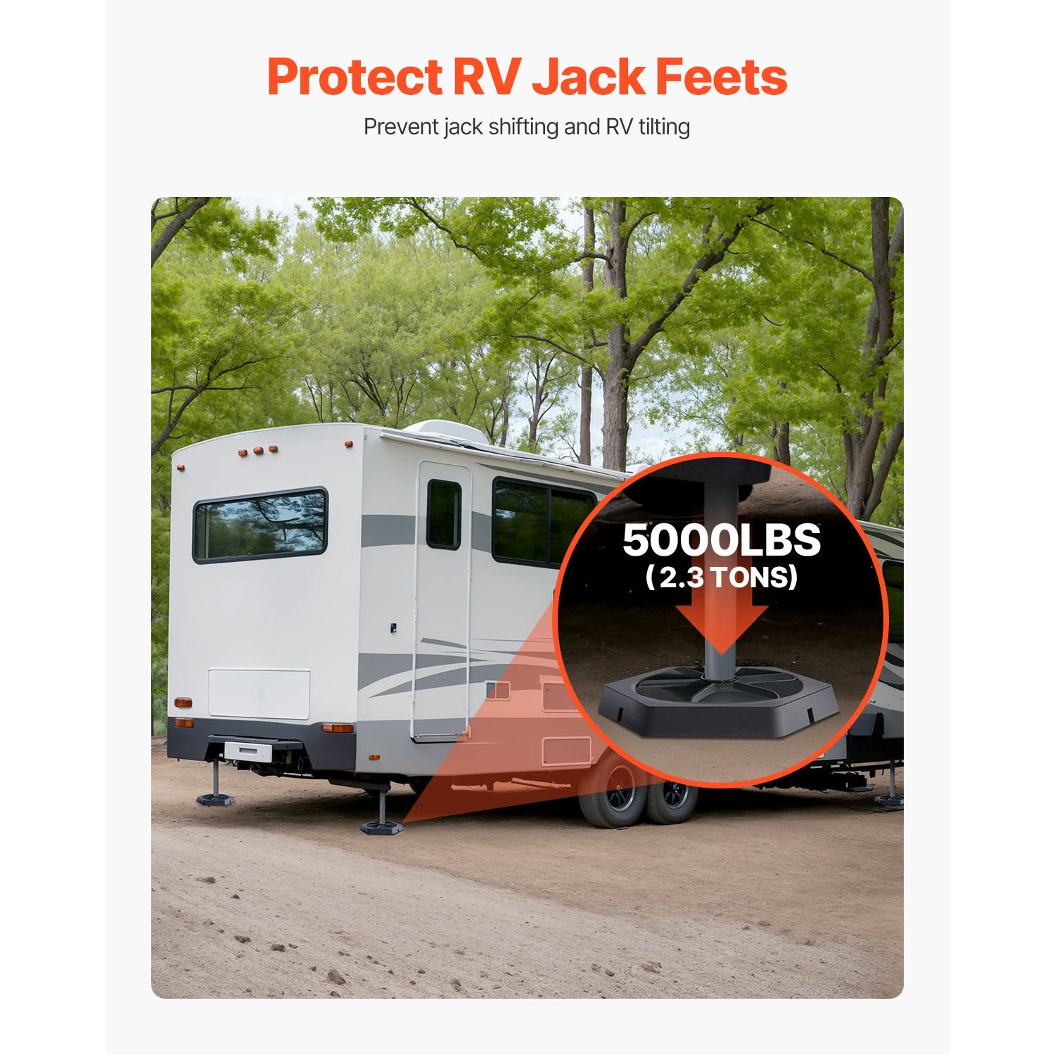 rv leveling pads, 4 pack rubber trailer jack pads, each with 5000 lbs capacity, jack stabilizer padding with large surface area, ideal for 10" round feet, 5th wheels class a/c motorhomes camper