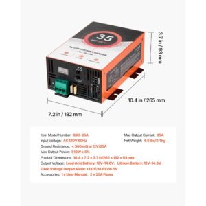 rv power converter, 35 amp, 110v ac to 12v dc rv converter battery charger, 4 stage smart charging, 13v to 16.5v operating range, compatible with lithium lead acid battery, for camper trailer