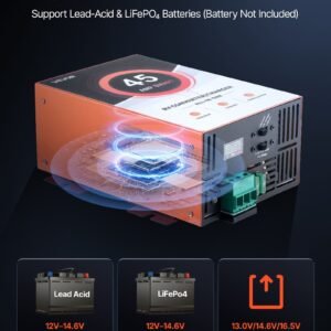 rv power converter, 45 amp, 110v ac to 12v dc rv converter battery charger, multi stage smart charging, 13v to 16.5v operating range, compatible with lithium & lead acid battery, for camper