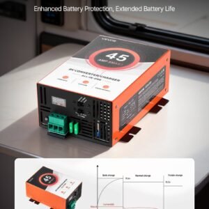 rv power converter, 45 amp, 110v ac to 12v dc rv converter battery charger, multi stage smart charging, 13v to 16.5v operating range, compatible with lithium & lead acid battery, for camper