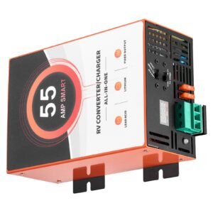 rv power converter, 55 amp, 110v ac to 12v dc rv converter battery charger, multi stage smart charging, 13v to 16.5v operating range, compatible with lithium & lead acid battery, for camper