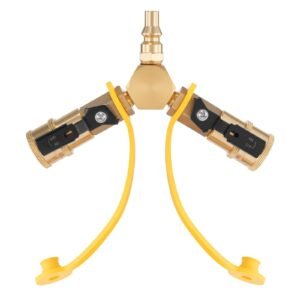rv propane quick connect y splitter adapter with shutoff valve 2 way 14 inch quick disconnect kit fits for rv trailer quick connect propane hose connect to motorhome tabletop camping grill 4.jpg