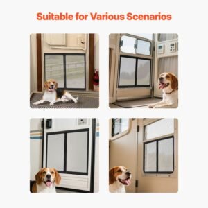 rv screen door protector, 22.5 x 20 inch door grille, easy to install and disassemble, reinforced breathable protective mesh, aluminum alloy camper rv entry protector for pet protection, black