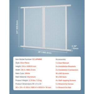 rv screen door protector, 24 x 26 inch door grille, easy to install and disassemble, reinforced breathable protective mesh, aluminum alloy camper rv entry protector for pet protection, white