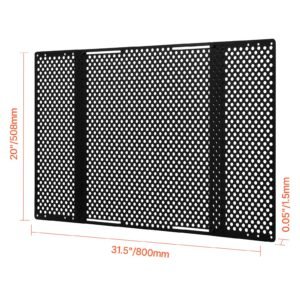 rv screen door protector, adjusts from 22 to 31.5 inch, adjustable door grille, easy to install, reinforced breathable honeycomb holes, iron camper rv entry protector for pet protection, black