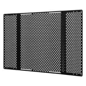 rv screen door protector, adjusts from 22 to 31.5 inch, adjustable door grille, easy to install, reinforced breathable honeycomb holes, iron camper rv entry protector for pet protection, black