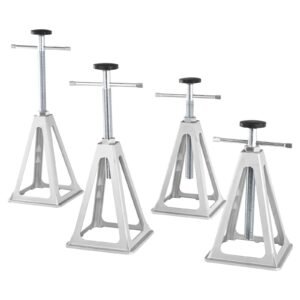 rv stabilizer jacks, 4 pack aluminum rv leveling jacks, rv stack jacks for rv travel trailer camper, single screw jack support up to 6000 lbs, adjustable from 11 inch to 17 inch