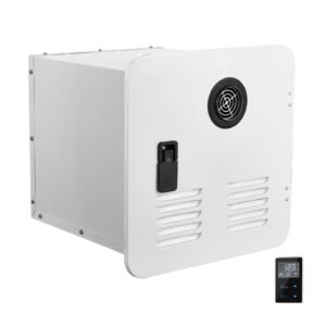 RV Tankless Water Heater, Instant Shower with 15 x 15 inches White Door and Remote Controller, 55000BTU Optimized Comfort Performance Hot Water, Ideal for RVers' Family Everyday Use