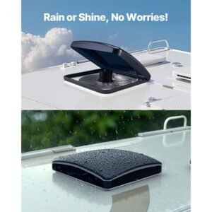 rv vent fan, 14 inch rv roof vent fan 12v, powerful 10 speed reversible fan with remote control, built in dc motor, power top lid,12 inch fan blade,fits 14 x14 inch roof openings