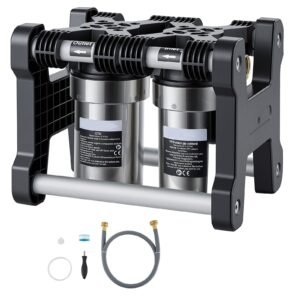 RV Water Filter System, 5-Micron Dual Stage Premium RV Water Filtration System with Two Cartridges and 3/4" Fitting for RVs & Campers, Reduces Sediment, Chlorine, Heavy Metals, Odors and More