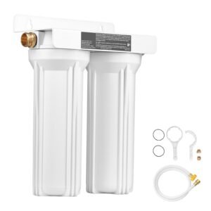 RV Water Filtration System, 2-Cartridge Water Filter System for Campers, Remove Sediments, Chlorine, Bad Tastes, Odors, and Most Contaminants, RV Filter for RVs, Boats, Vans