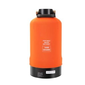 rv water softener, 16,000 grain portable water softener, with 3/4" brass fittings and 42" hose, soften hard water filter system for rvs, trailers, boats, mobile car washing, pressure washing
